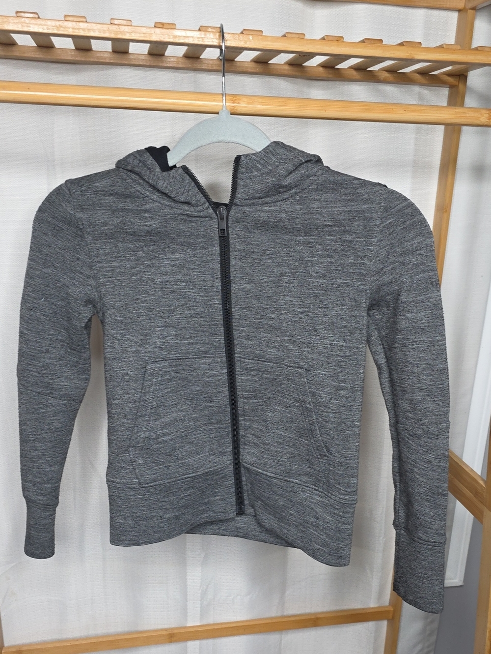 Kids Gray Full-Zip Hooded Sweatshirt